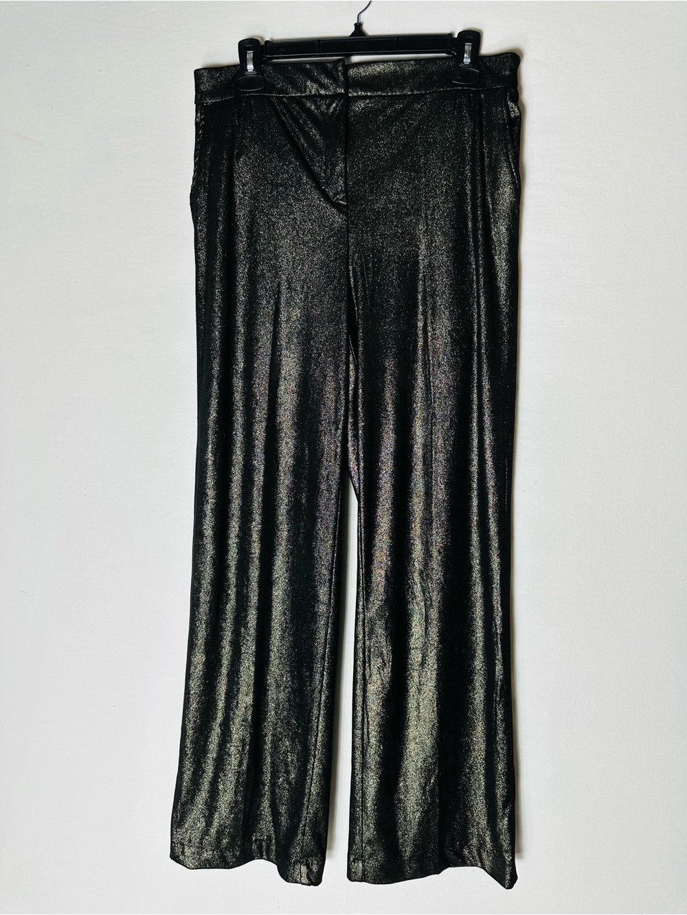 Joie High Rise Metallic Shimmer Trouser Pants 10 Glitter Party Wide Leg Stretch